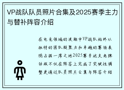 VP战队队员照片合集及2025赛季主力与替补阵容介绍